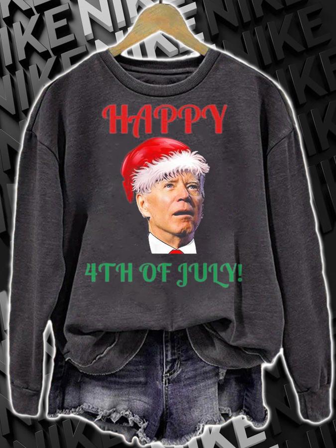 Funny Christmas Biden Happy 4th Of July Red And Green Design T-Shirt sweatshirt