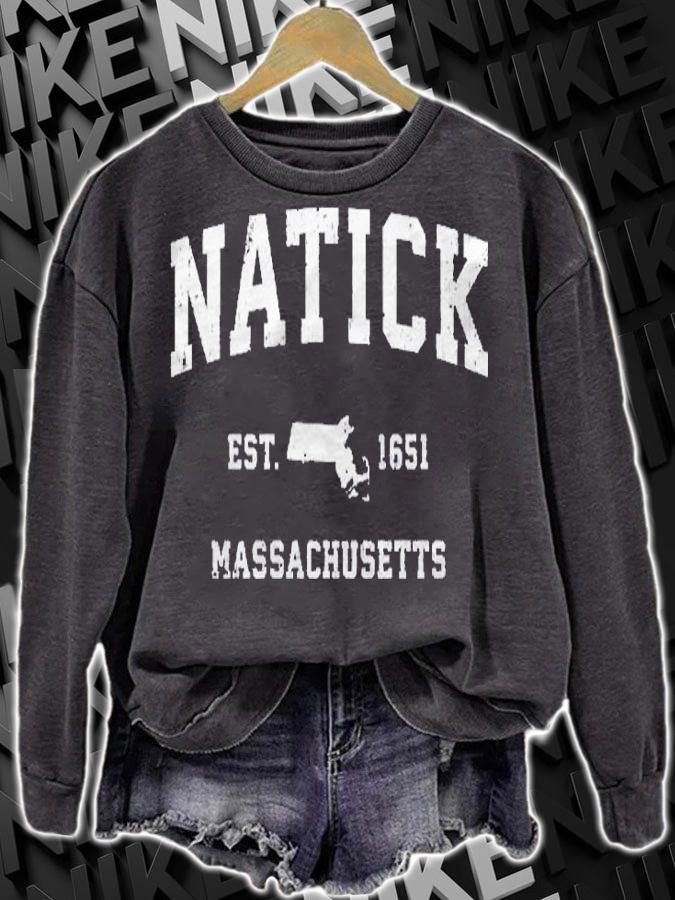 Natick Massachusetts Ma Vintage Athletic Sports Design Pullover Shirt sweatshirt