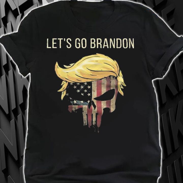 Trending let's Go Brandon Funny Pro Trump Skull USA Flag Conservative Anti Biden T-Shirt shirt
