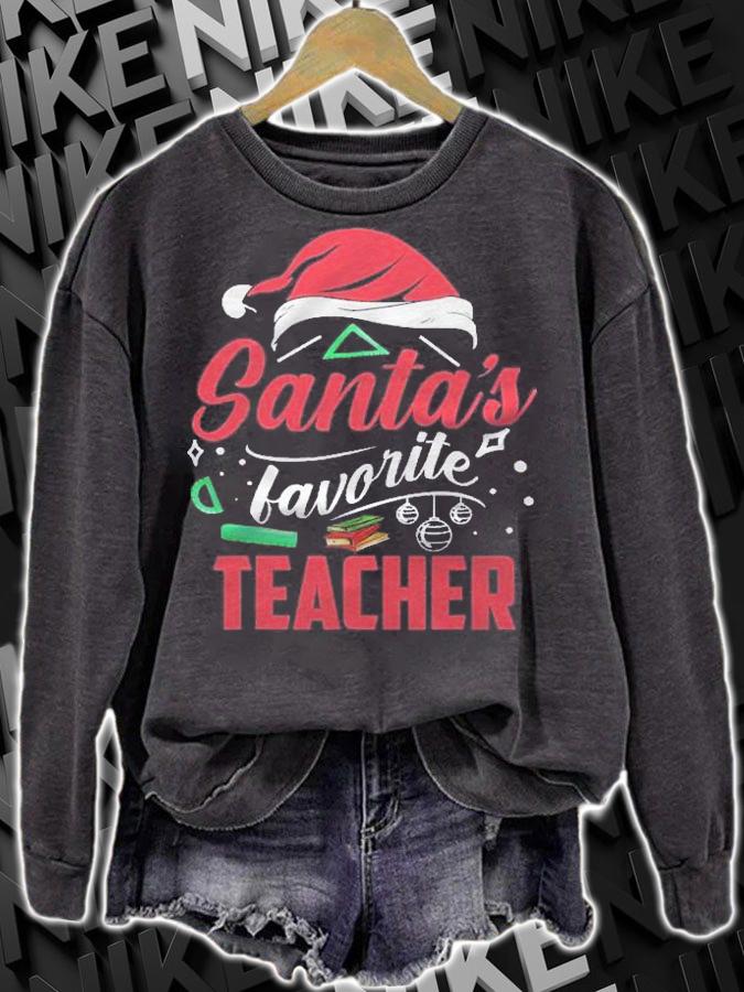Christmas Teacher Xmas Educator Santas Favorite Teacher Shirt sweatshirt