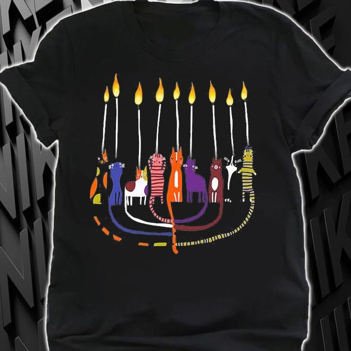 Funny Cat Menorah Hanukkah T-Shirt