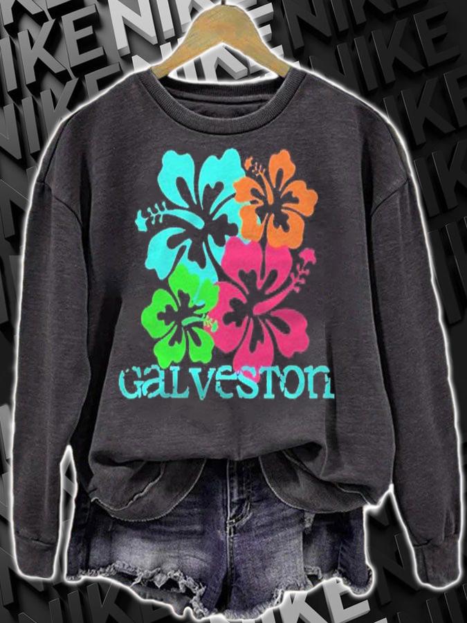 Galveston Beach Tropical Paradise Travel Surf Ocean Vacay Pullover Shirt