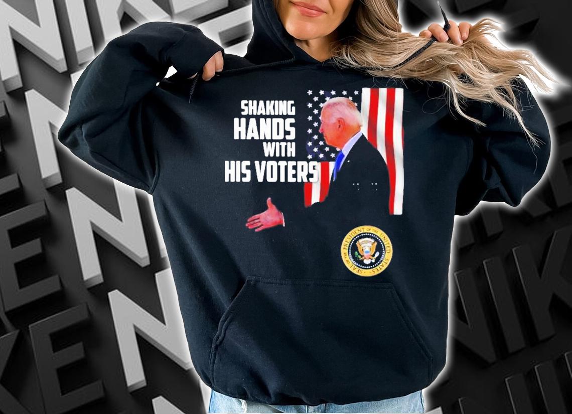 Joe Biden shaking hands with his voters USA flag 2022 shirt