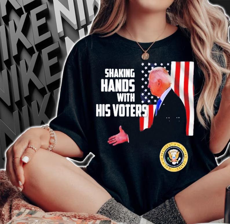 Joe Biden shaking hands with his voters USA flag 2022 shirt