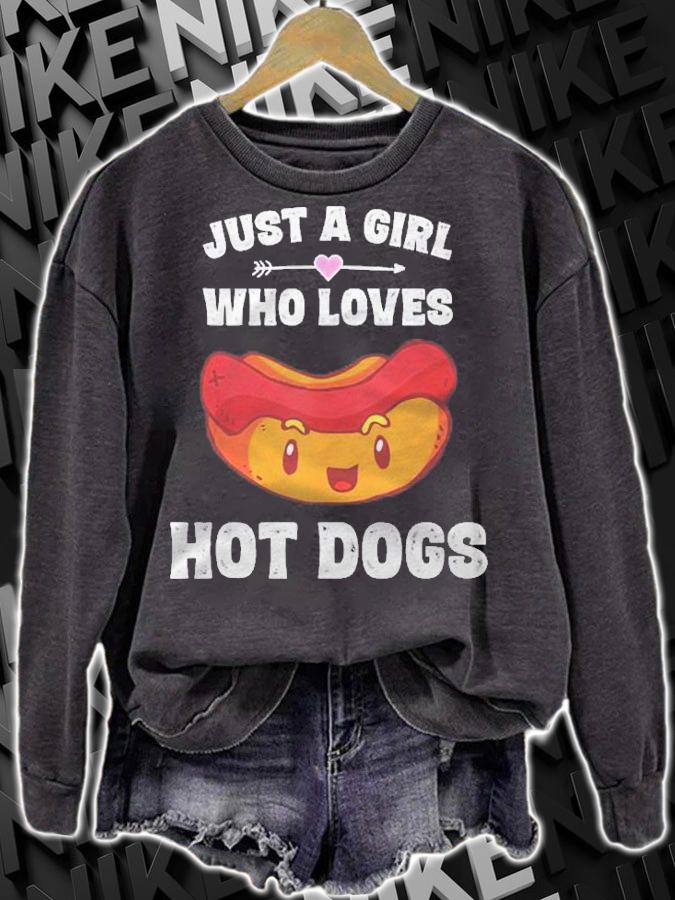 Just A Girl Who Loves Hot Dogs Shirt, Funny Hot Dog shirt sweatshirt