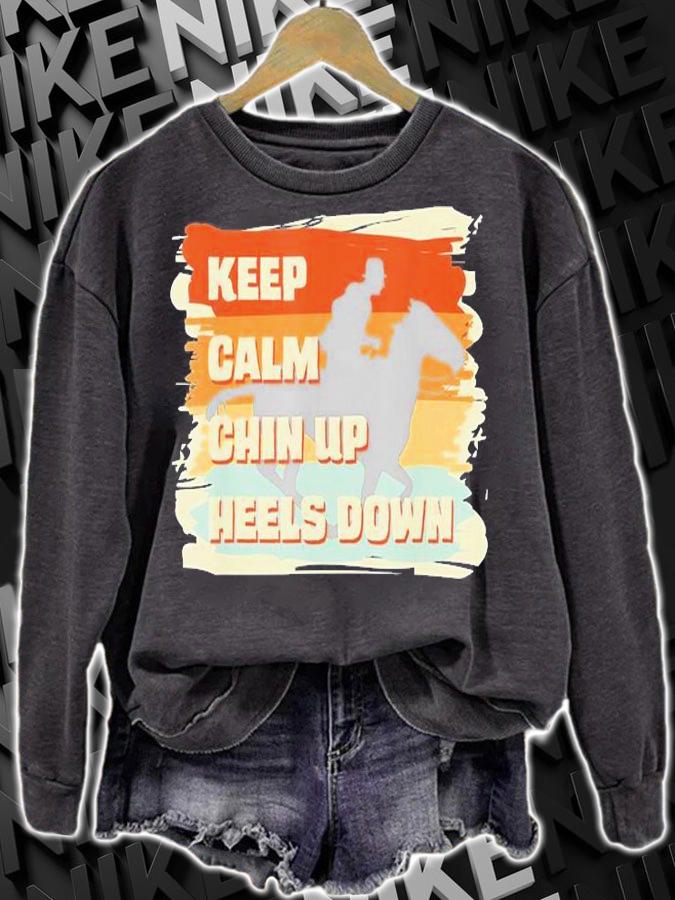 Keep Calm Chin Up Heels Down Horse T-Shirt