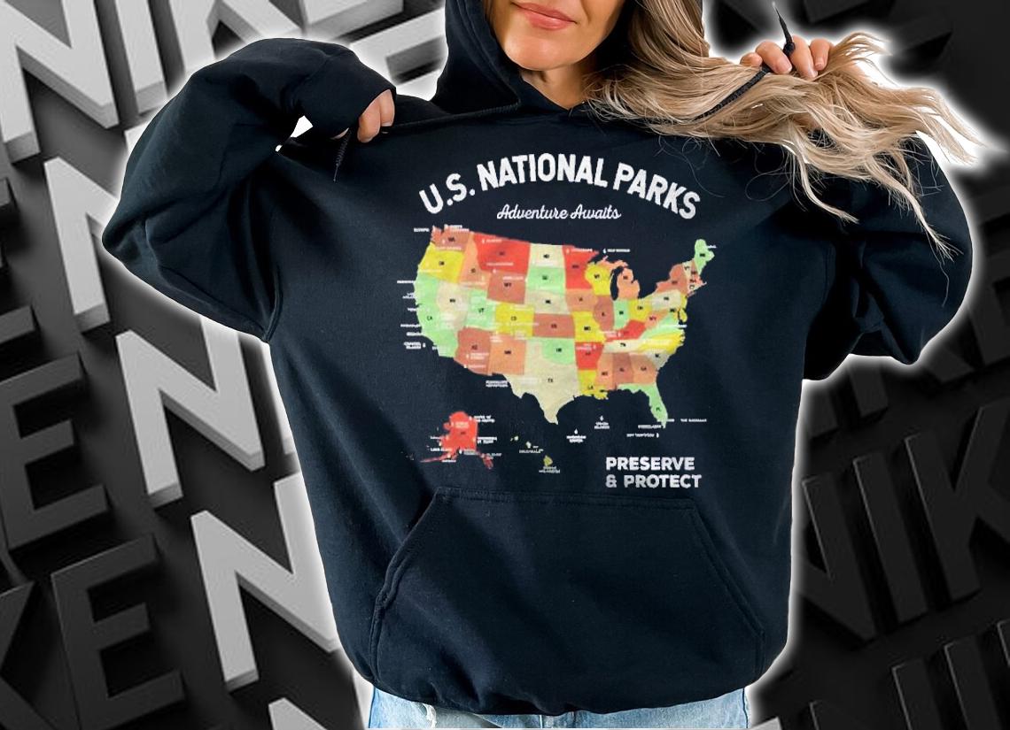 Map Of Us National Parks American Shirt