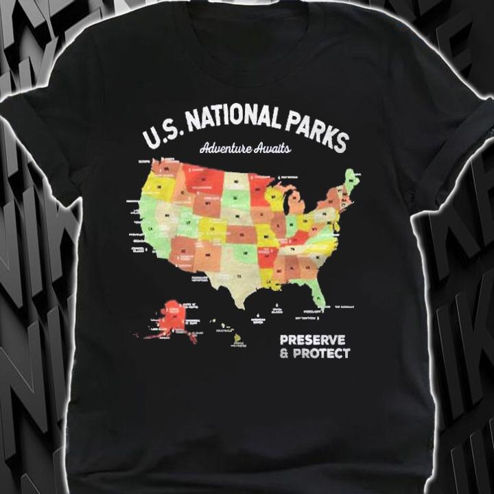 Map Of Us National Parks American Shirt