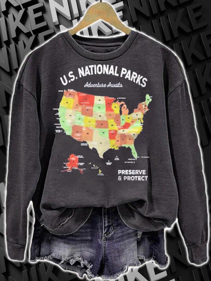 Map Of Us National Parks American Shirt