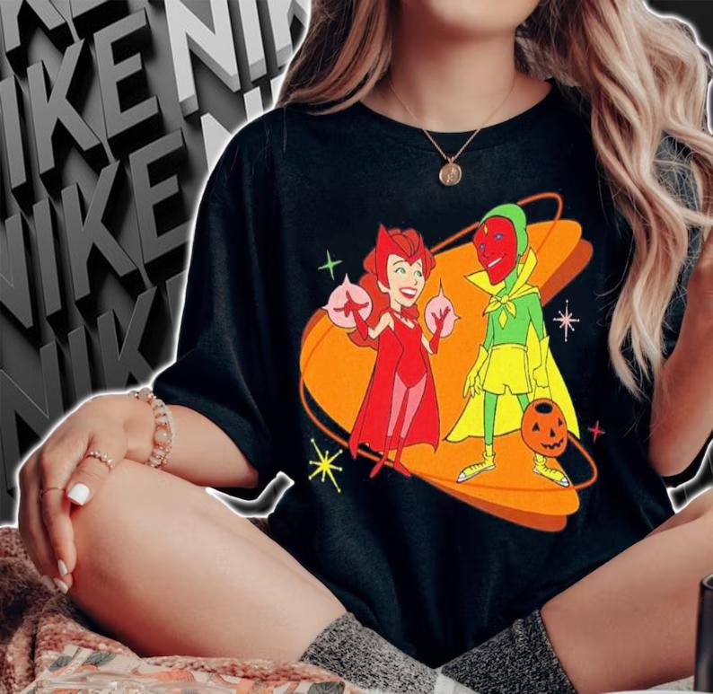 Marvel Wandavision Scarlet Witch And Vision Retro 50s Shirt woman shirt