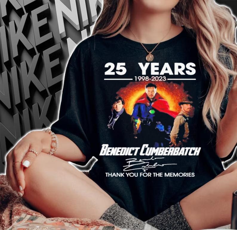 Official 25 Years 1998-2023 Benedict Cumberbatch Signatures Thank You For The Memories Shirt