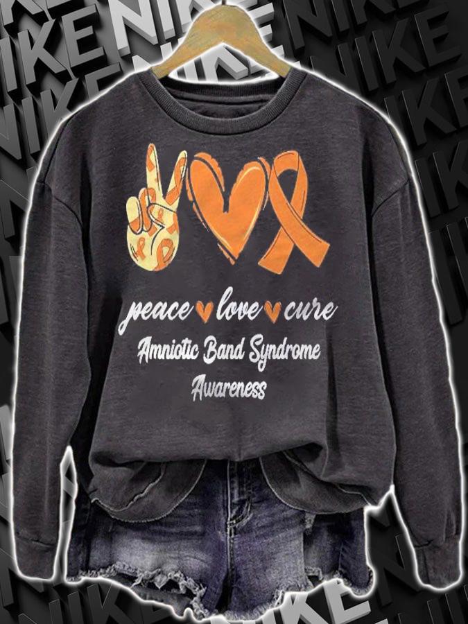 Peace Love Hope Orange Ribbon Amniotic Band Syndrome Aware Shirt sweatshirt
