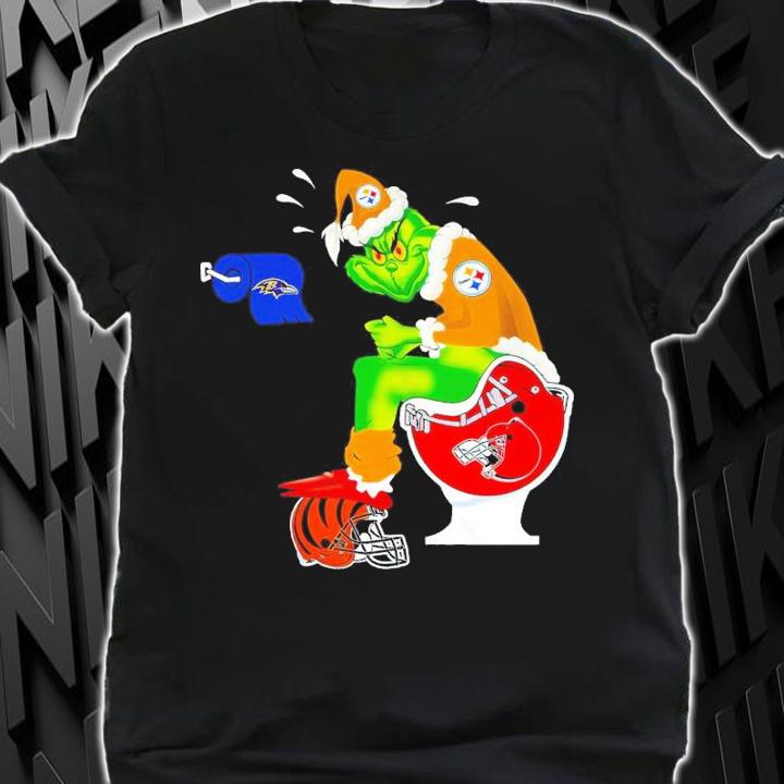 Pittsburgh Steelers Grinch Santa On Toilet Christmas Shirt