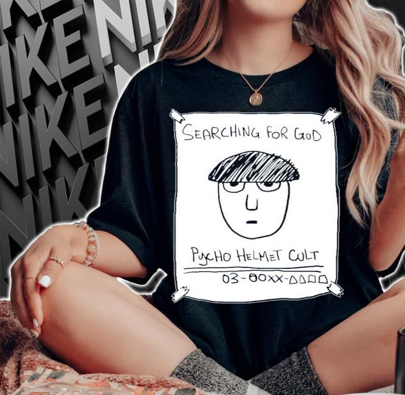 Where Is He Searching For God Anime Mob 100 Pyscho Helmet Cult Anime Shirt woman shirt