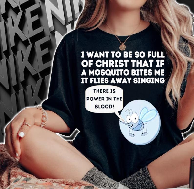 Womens Mosquito Joke Funny Christian Bible & Jesus T-Shirt