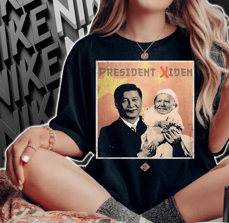 President Xiden Funny Xi China Holding Baby Joe Biden T-Shirt woman shirt