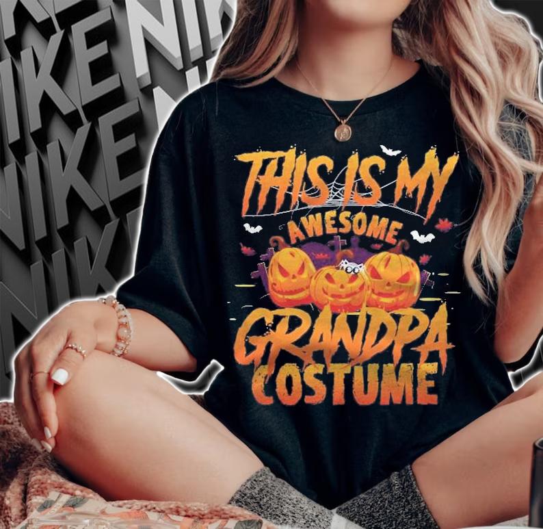 This Is My Awesome Halloween Grandpa Costume Pumpkin Shirt woman shirt