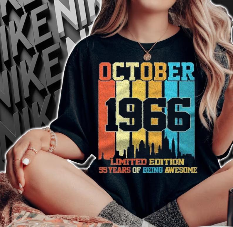 Vintage 1966 55 Years Old Made In October 1966 55Th Bday Shirt woman shirt