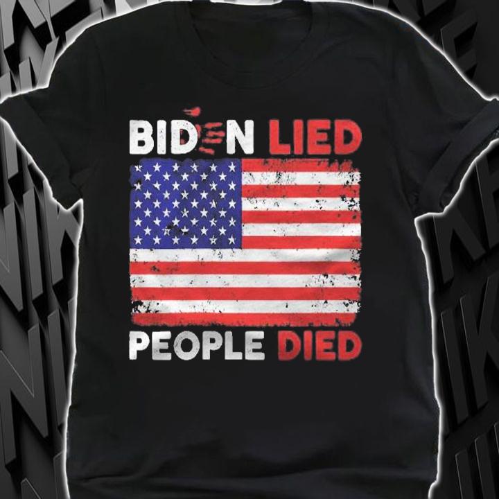 Womens Biden Lied People Died Usa Flag Vintage Bloody Handprint Shirt shirt