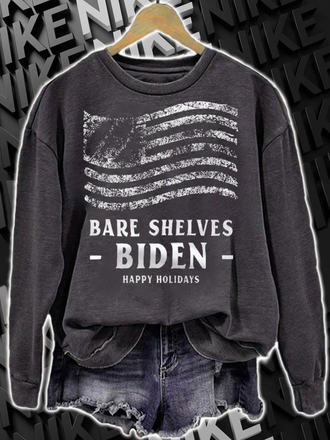 Hot bare Shelves Biden Happy Holidays Distressed Flag Funny Meme T-Shirt sweatshirt