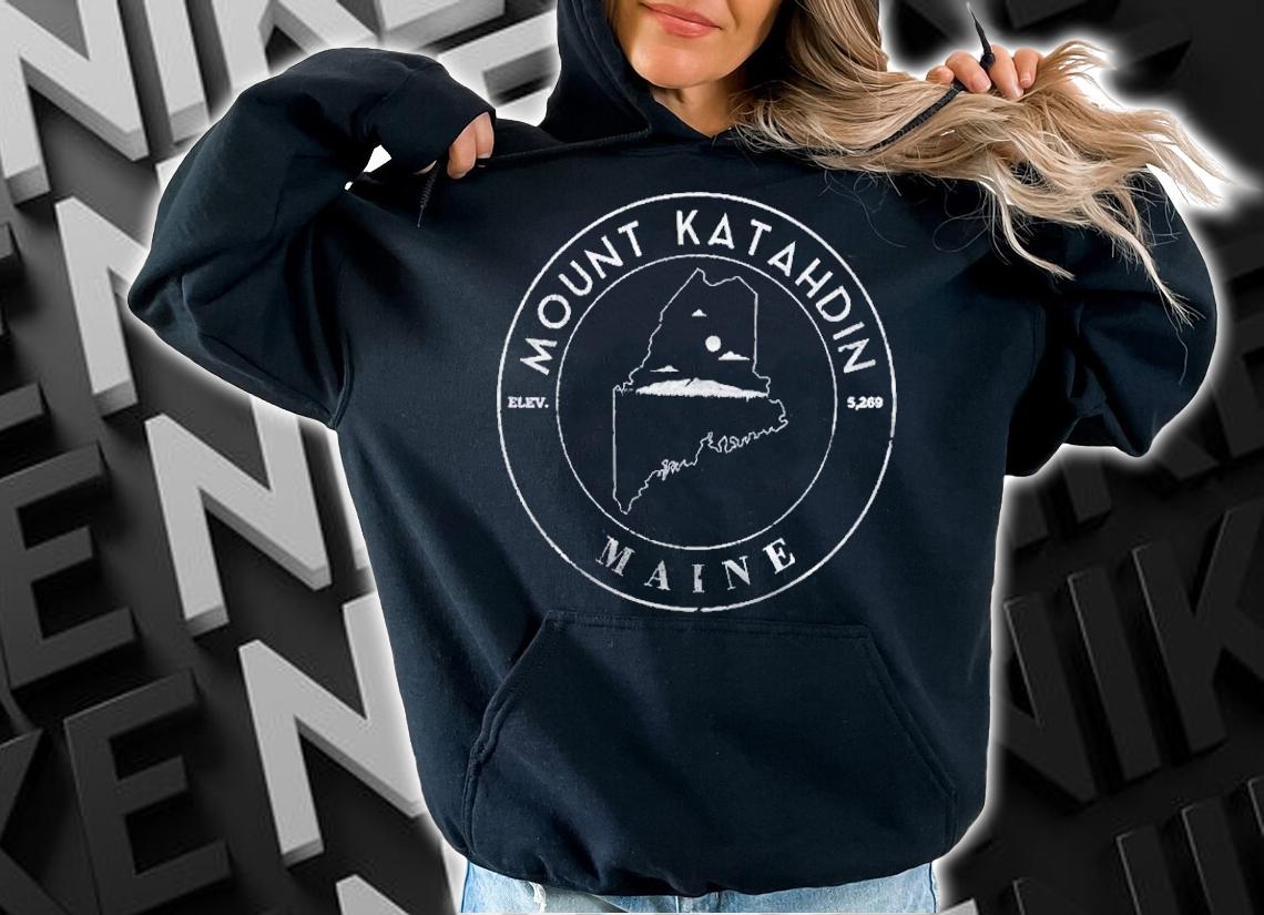Maine Mountain State Shape Hiking Mt Katahdin Shirt hoodie