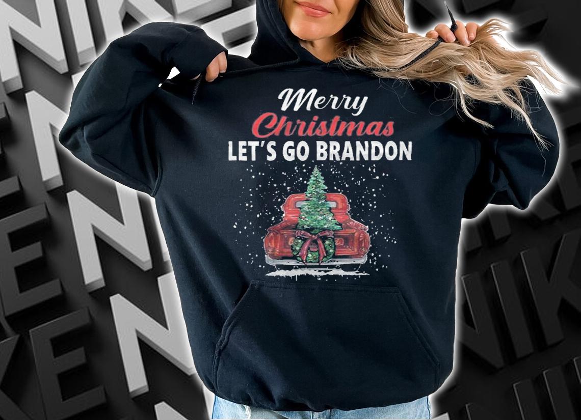 Merry Christmas Let's Go Brandon Red Truck T-Shirt hoodie