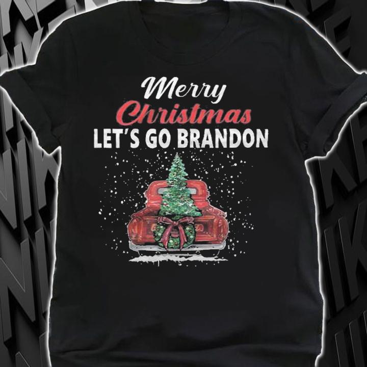 Merry Christmas Let's Go Brandon Red Truck T-Shirt shirt