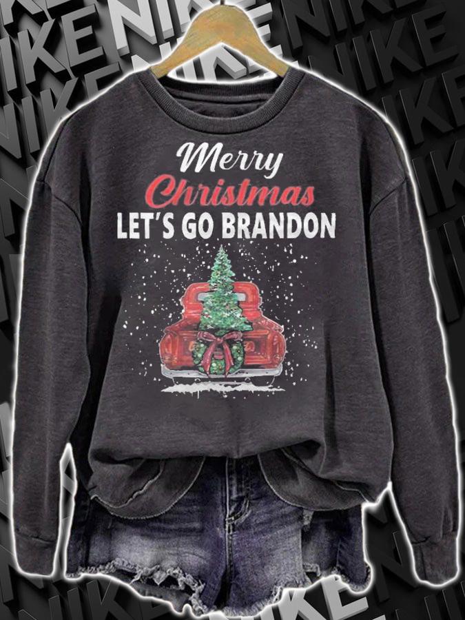 Merry Christmas Let's Go Brandon Red Truck T-Shirt sweatshirt