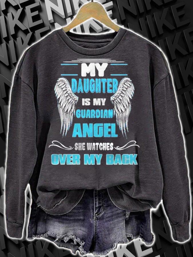 My Daughter Is Guardian Angel She Watches Over My Back Pullover Shirt sweatshirt