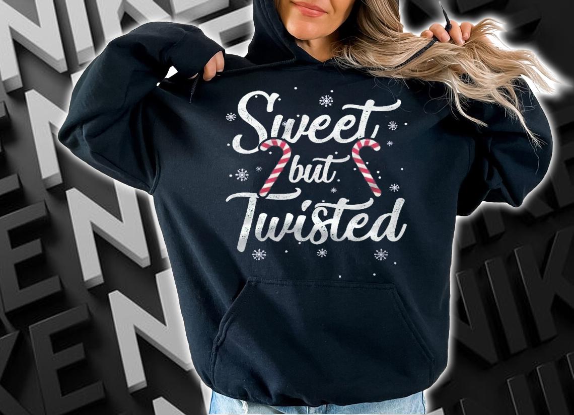 Sweet But Twisted Funny Candy Cane Christmas Mens Shirt hoodie