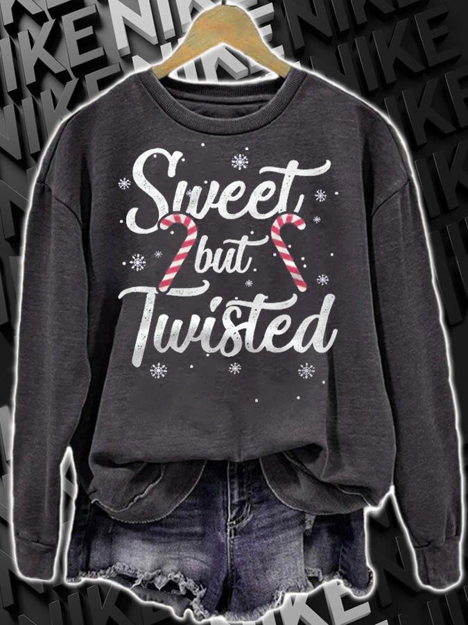 Sweet But Twisted Funny Candy Cane Christmas Mens Shirt sweatshirt