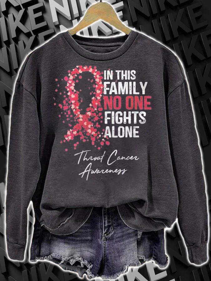 Womens In This Family No One Fights Alone Throat Cancer Awareness Shirt