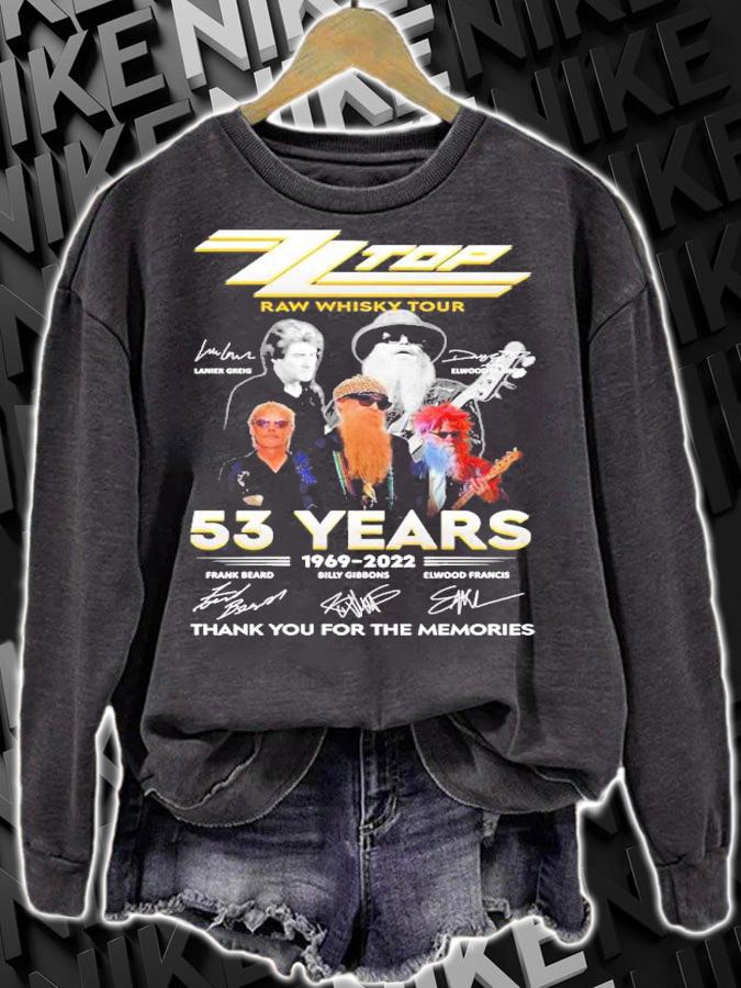 Zz Top Raw Whiskey Tour 53 Years 1969-2022 Signatures Thank You For The Memories Shirt sweatshirt