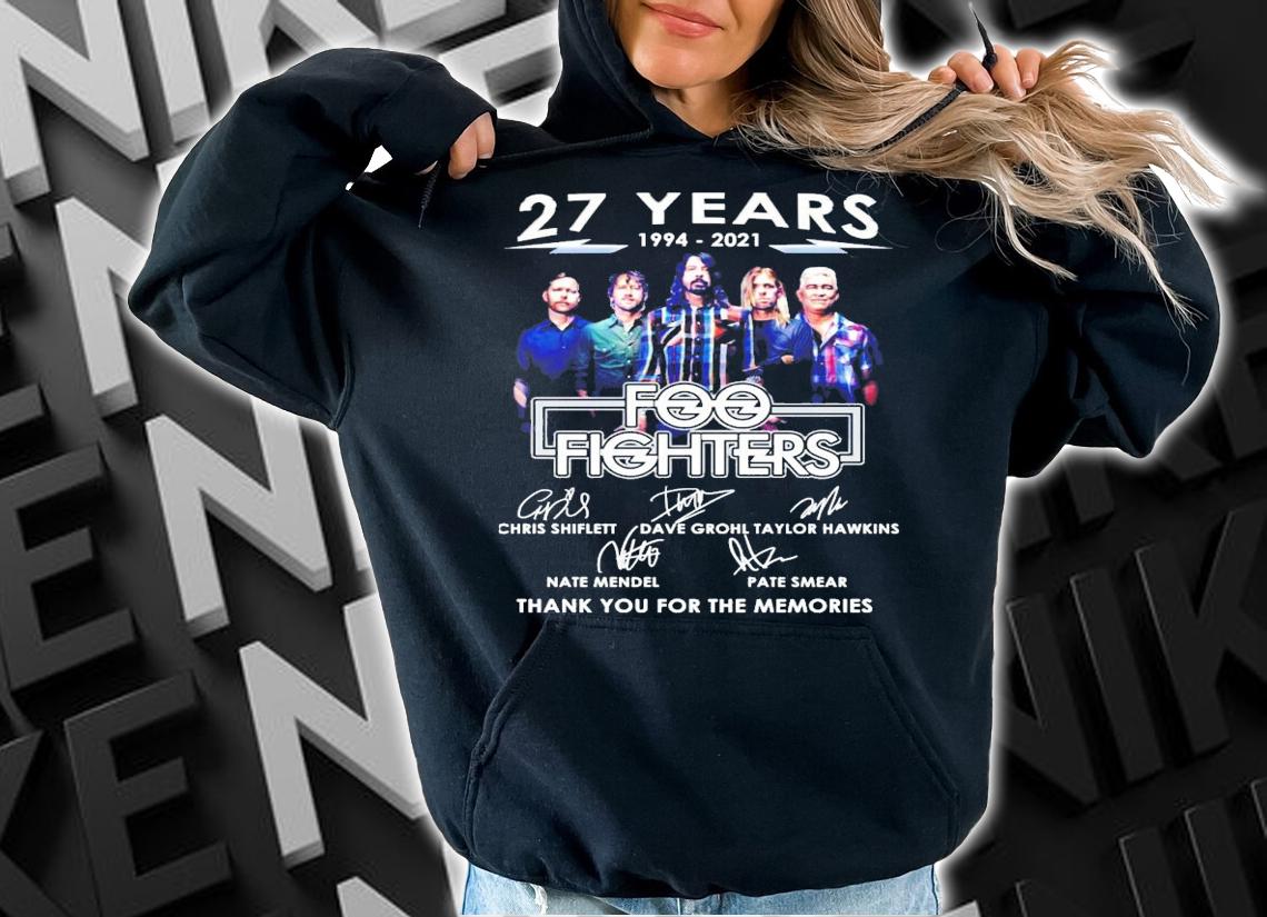 27 years 1994-2021 Foo Fighters signatures t-shirt hoodie