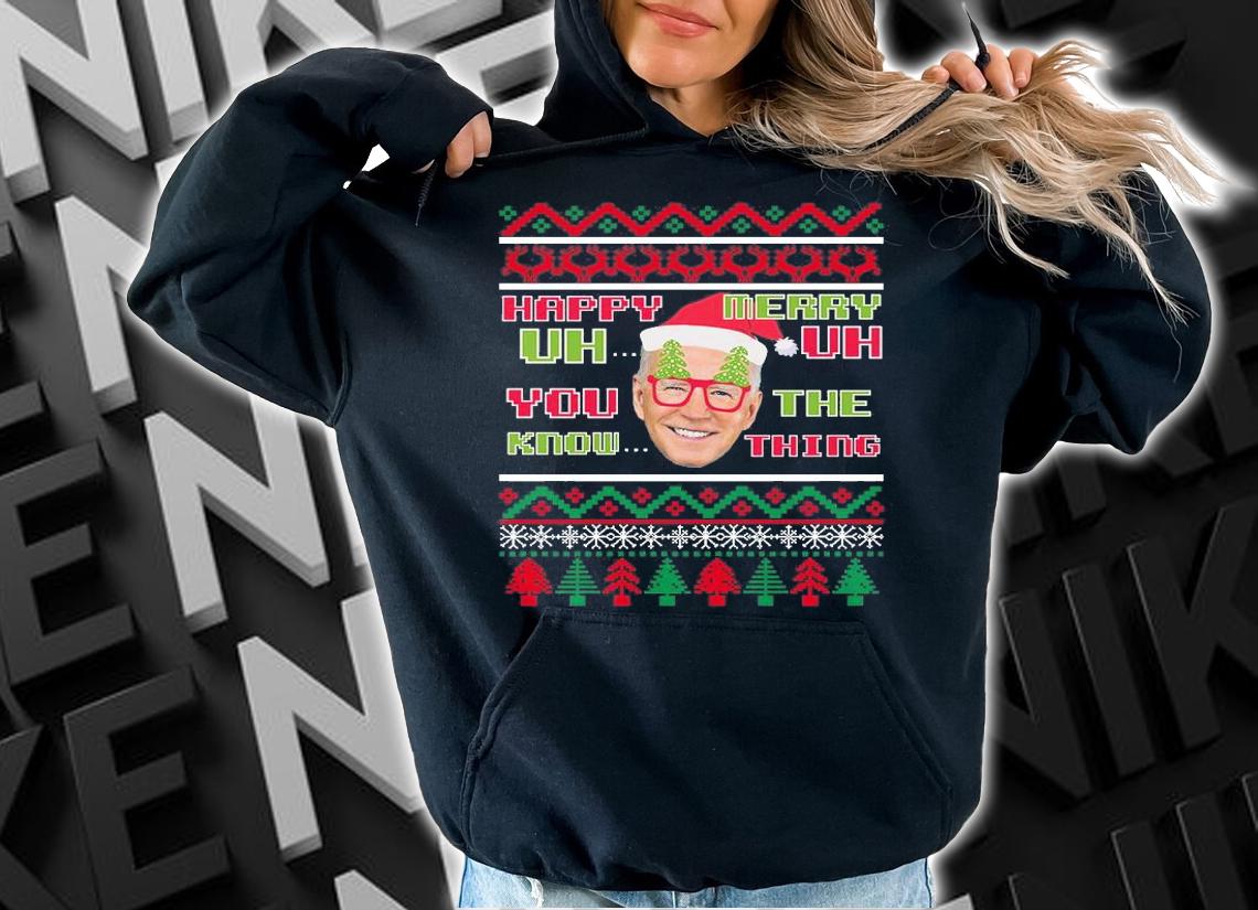 Funny Joe Biden Merry UH UH Ugly Christmas 2021 T-Shirt