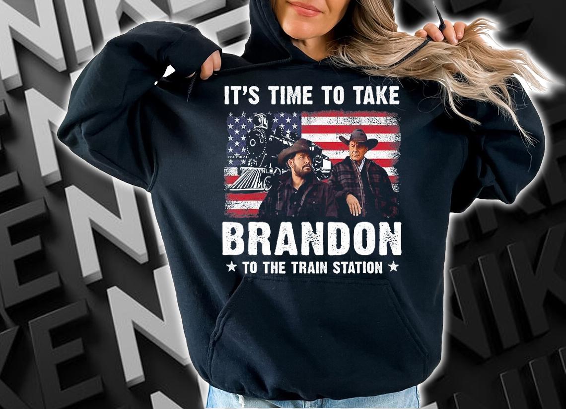 It's Time To Take Brandon To The Train Station USA Flag Vintage T-Shirt hoodie