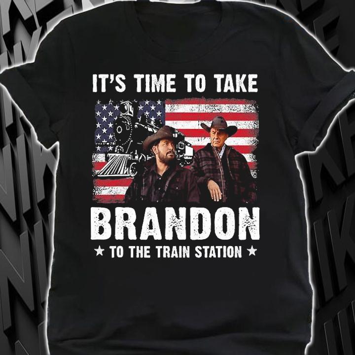 It's Time To Take Brandon To The Train Station USA Flag Vintage T-Shirt shirt