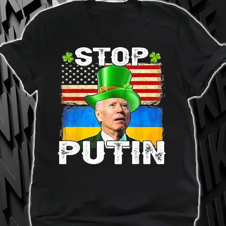 Leprechaun Biden Stop Putin Support Ukraine T-Shirt shirt