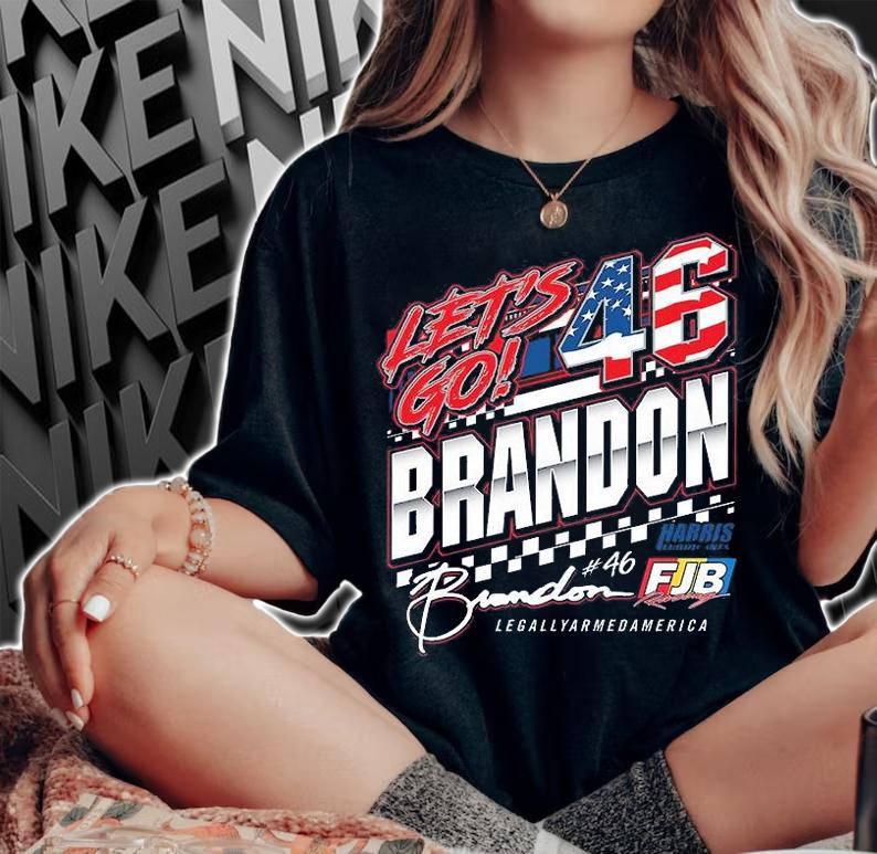 Lets Go Brandon 46 FJB Racing Joe Biden US Flag T-Shirt woman shirt