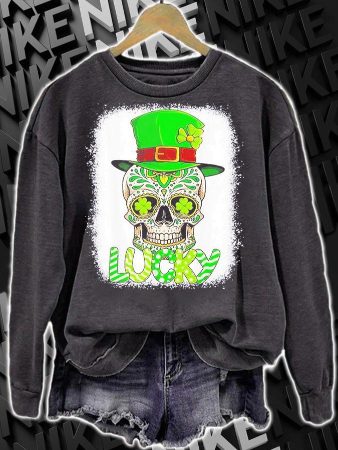 Lucky Skull Leprechaun Sugar Skull St Patrick's Day T-Shirt sweatshirt