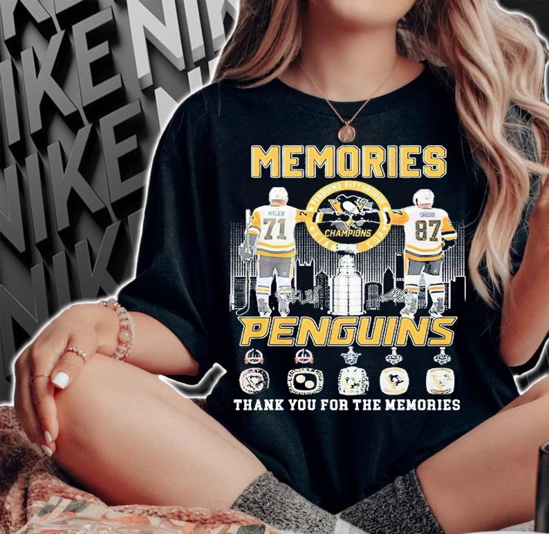 Memories Penguins Pittsburgh Champions Thank You For The Memories Signature 2022 T-Shirt woman shirt