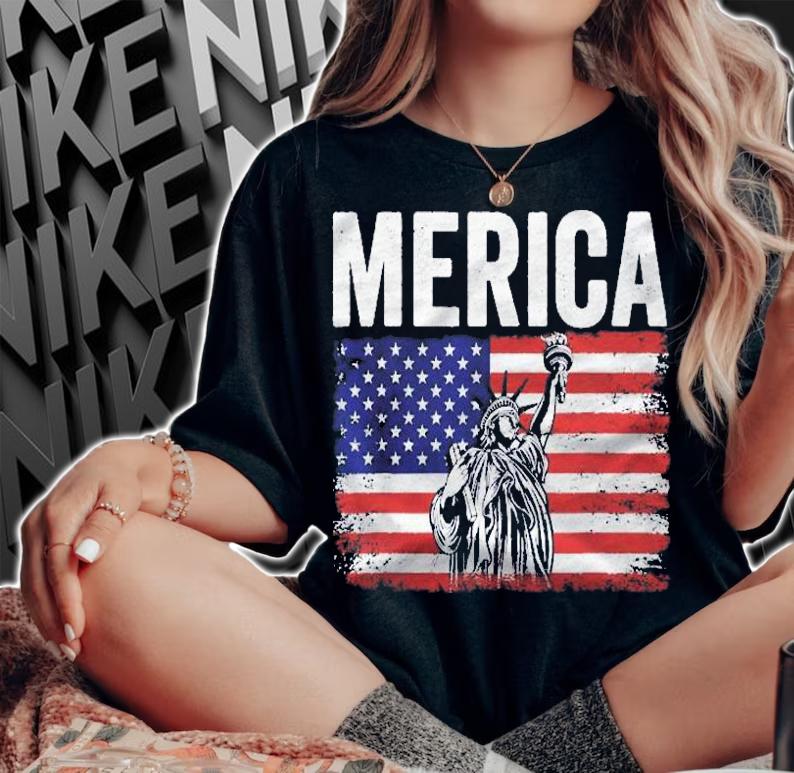 Merica Patriotic Apparel Statue Of Liberty American Flag Shirt woman shirt