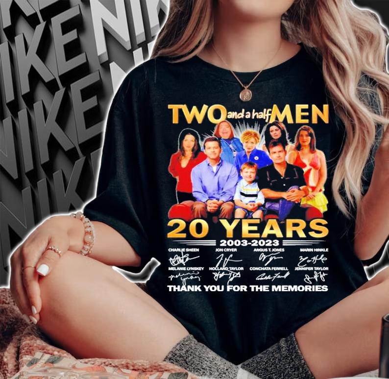 Official Two And A Half Men 20 Years 2003-2023 Signatures Thank You For The Memories Shirt woman shirt
