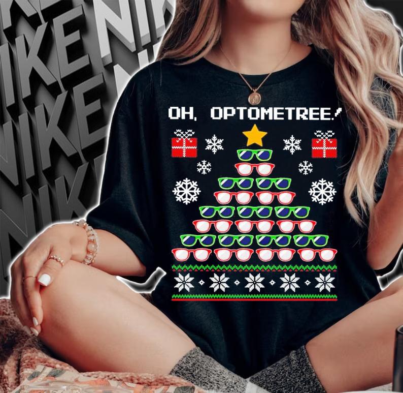 Oh Optometree Glasses Tree Ugly Christmas Shirt