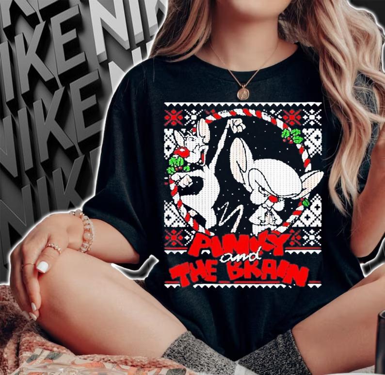 Pinky And The Brain Christmas Ugly Christmas T-Shirt woman shirt