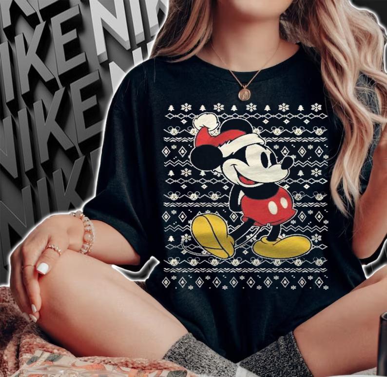 Santa Mickey Mouse Merry Christmas Shirt woman shirt