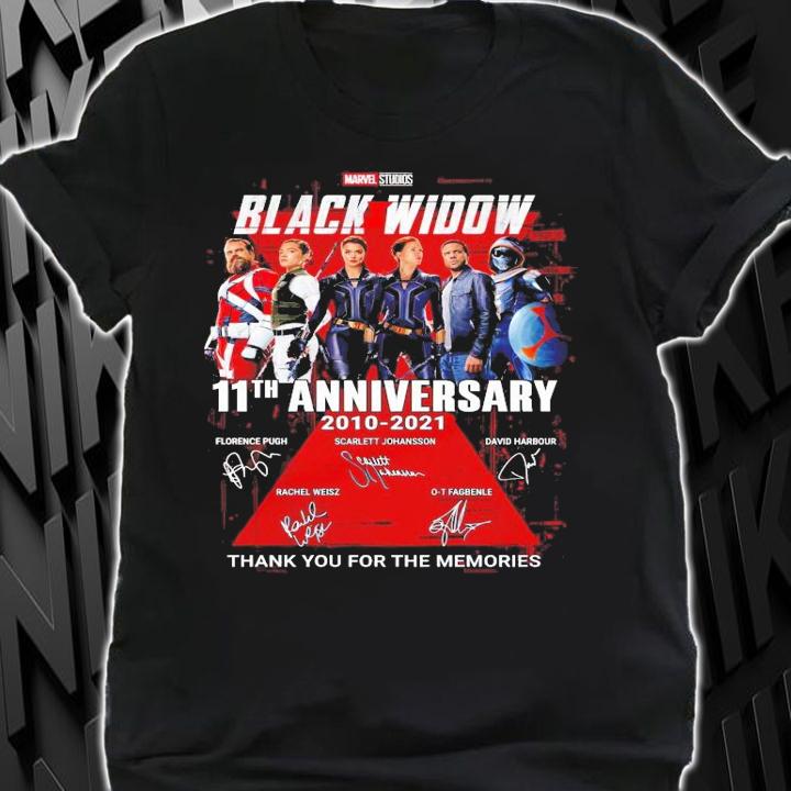 Black Widow Marvel Studios 11th anniversary signatures shirt