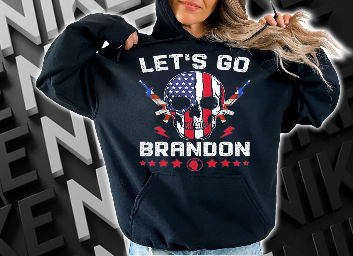 Let's Go Brandon Let's Go Brandon Chant Skull Guns USA Flag Vintage T-Shirt hoodie