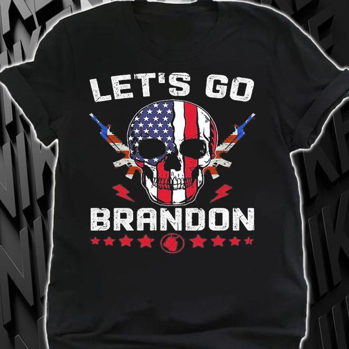 Let's Go Brandon Let's Go Brandon Chant Skull Guns USA Flag Vintage T-Shirt shirt