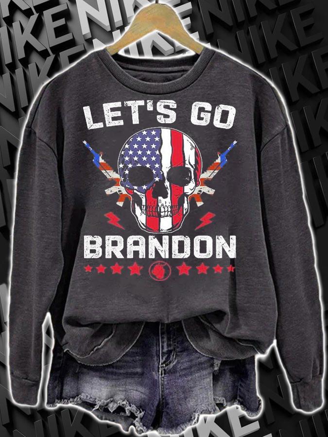 Let's Go Brandon Let's Go Brandon Chant Skull Guns USA Flag Vintage T-Shirt sweatshirt